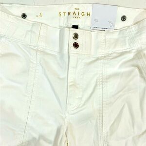NWT White House Black Market Mid-Rise Straight Crop Pret-A-Pedi Pants, White,Sz4